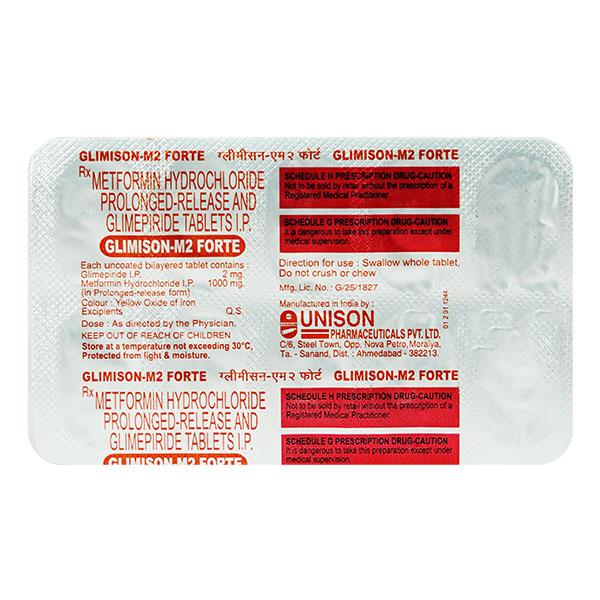 Glimison M Forte 2/1000mg Tablet 10'S - Diabetes-Ant