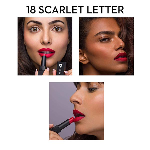 SUGAR Cosmetics Nothing Else Matter Longwear Lipstick - 18 Scarlet Letter (Pure Red) 3.2 gm - Lipsticks