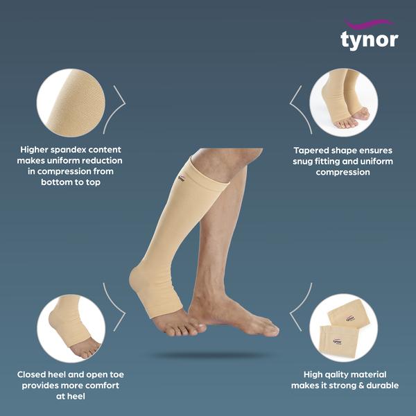 Tynor Compression Stocking Below Knee Classic (Pair) (L) (I 16) - Knee/Leg Supports