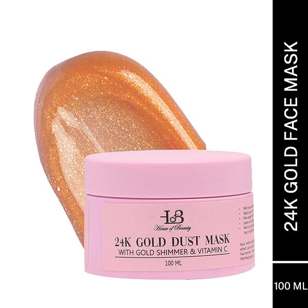 Netmeds | House of Beauty 24K Real Gold Dust Face Mask-Bridal Party Instant Glow with Niacin& Vit-C 100ml