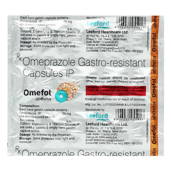 Omefol 20mg Capsule 15'S - Ulcer/Reflux/Flatulence-Aaa