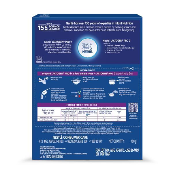 Nestle LACTOGEN PRO 2 Follow Up Formula with Probiotic L.reuteri After (After 6 to 12 months) 400 g - Baby And Infant Supplements