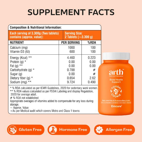 Arth Bone Health Support Veg Tablets 60's - Nutritional Supplements