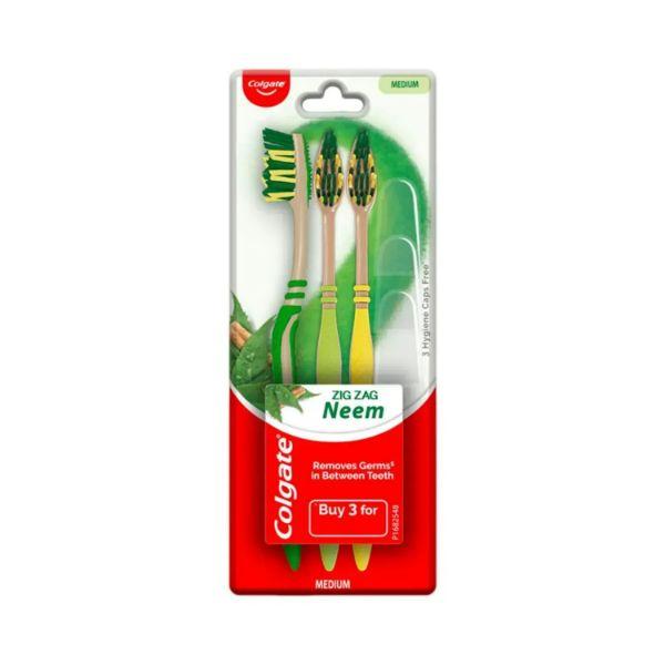 Netmeds | Colgate - Palmolive Zigzag Infused with Neem (Medium) Toothbrush 3's