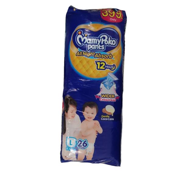 Netmeds | MamyPoko All Night Absorb Diaper Pants (L) 26's