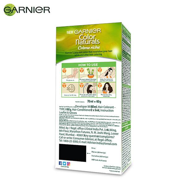 Garnier Color Naturals Creme Riche Hair Color, Shade 5 Light Brown, 70ml + 60gm 1's - Crème