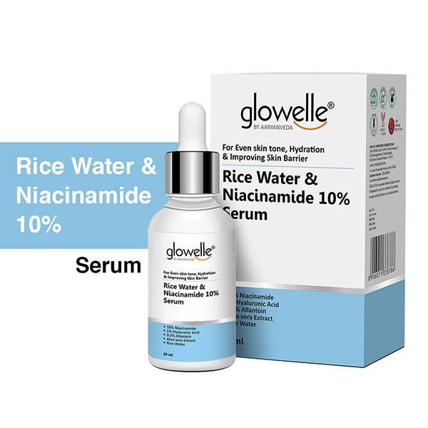 Aryanveda Glowelle Rice Water & 10% Niacinamide Face Serum With Aloe Vera Extracts 30 ml
