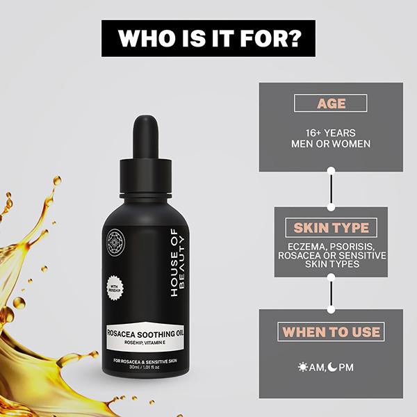 House of Beauty Rosacea Oil-Itchy Inflamed Skin Gives Deep Soothing with Rosehip & Vit-E 30ml - Face Oils