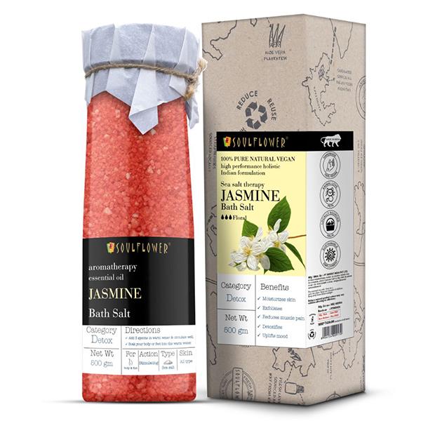 Soulflower Jasmine Bath Salt 500 gm - Bath Salts