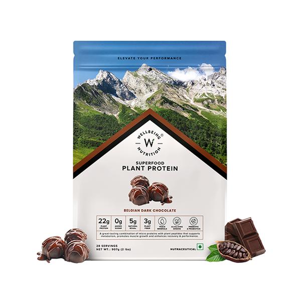 Wellbeing Nutrition Organic Vegan Plant Protein Isolate - Belgian Dark Chocolate 907 gm