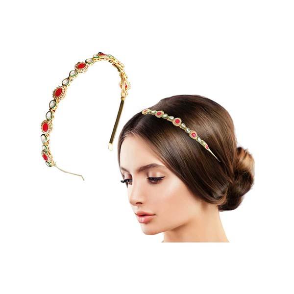 Netmeds | Majestique Kundan Gold Plated Hair Bands Fancy Party Wedding Headband For Women, Girls 1's