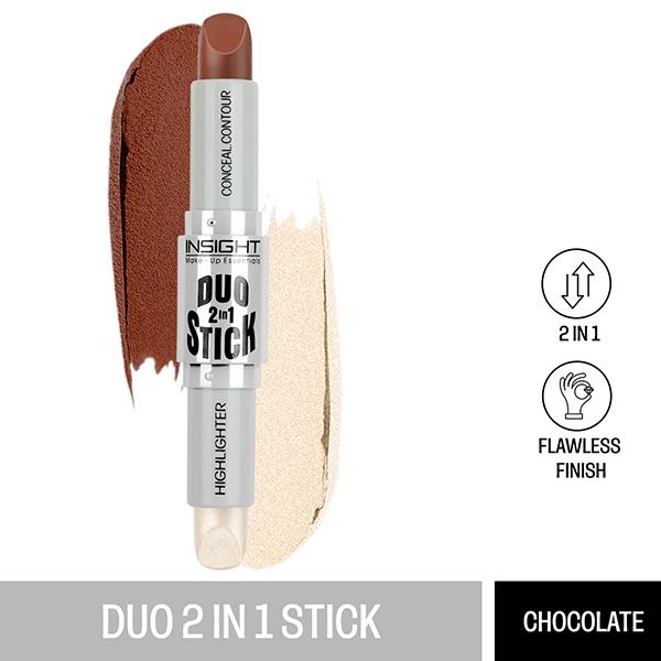 Netmeds | Insight Cosmetics Duo Stick Conceal Contour + Highlighter - 03 Chocolate 8.5 gm