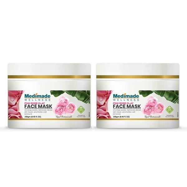 Medimade Pink Rose Clay Face Mask (Pack of 2) 1's - Masks & Peels