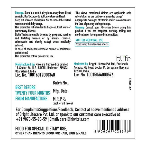 HealthKart HK Vitals Biotin Tablet 90's - Hair & Skin