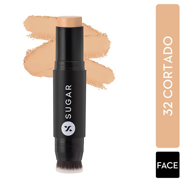 Netmeds | SUGAR Cosmetics Ace Of Face Foundation Stick - 32 Cortado (Medium Golden Undertone) 12 gm