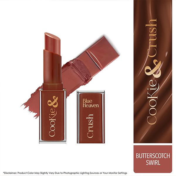 Netmeds | Blue Heaven Cookie & Crush Chocolate-Flavored Soft-Matte Lipstick, Butterscotch Swirl 3.4 gm