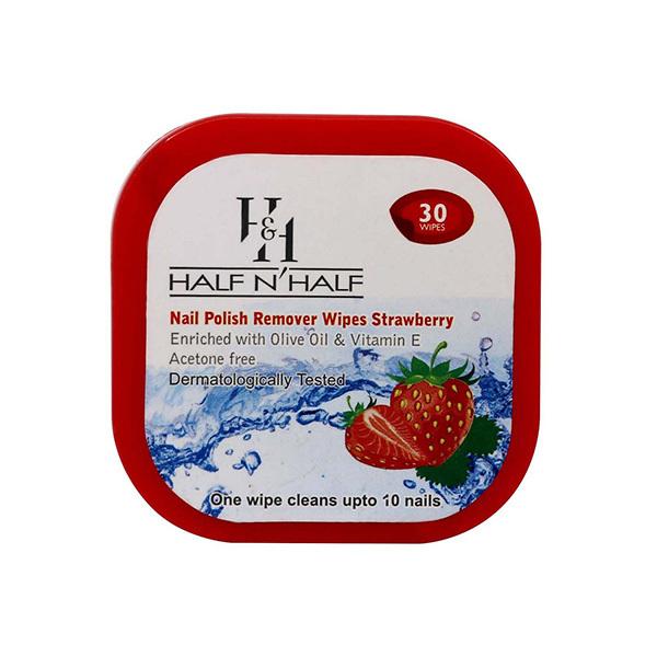 Netmeds | Half N Half Nail Polish Remover Wipes, Strawberry Enriched with Olive Oil & Vitamin E 1's