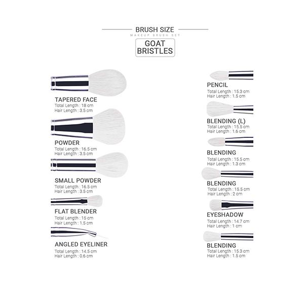 Allure (Set of 15) Silver Goat hair Brushes -SGK-15 1's - Face Brush