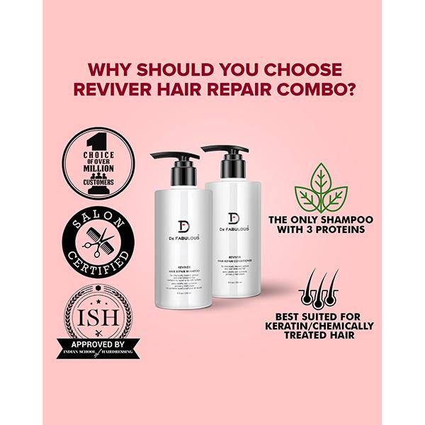 De Fabulous Reviver Hair Repair Shampoo & Conditioner Combo - Sulfate Free 500 ml - Shampoos