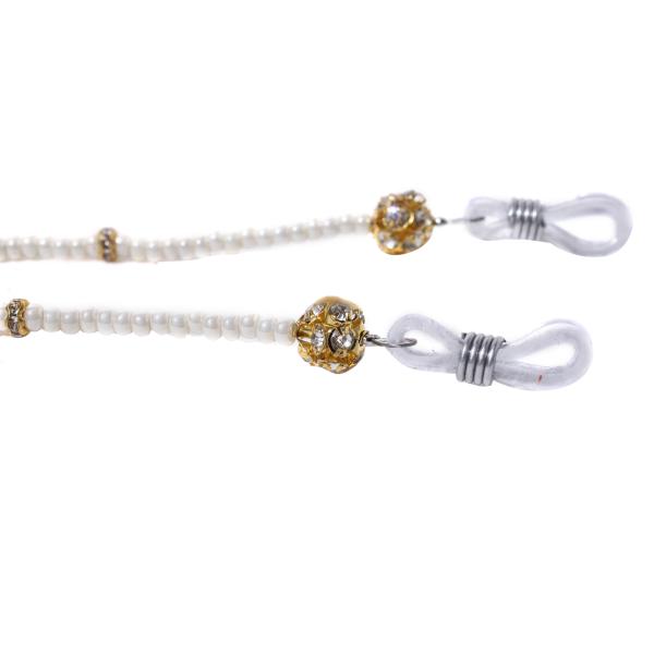 Modisch Off White Moti And Golden Diamond Shine Stone Sunglasses Chain (JC-16Sow) 1's - Wearables Sunglasses