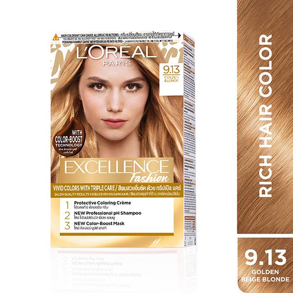 L'Oreal Paris Excellence Fashion Hair Color with Color Boost, 9.13 Golden Blonde 172 ml - Crème