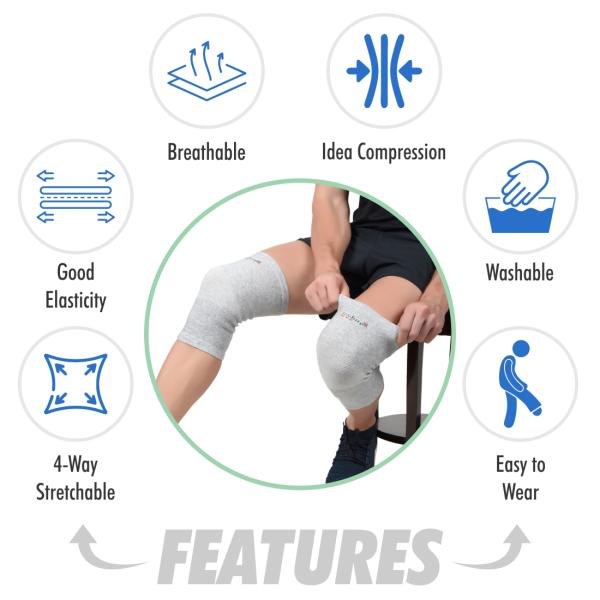 AccuSure Orthopedic Pain Relief Bamboo Yarn Knee Cap - Gray (xL) 1's - Knee/Leg Supports