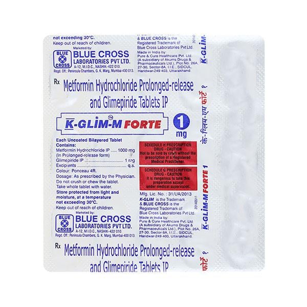 K Glim M Forte 1mg Tablet 15'S - Diabetes-Ant