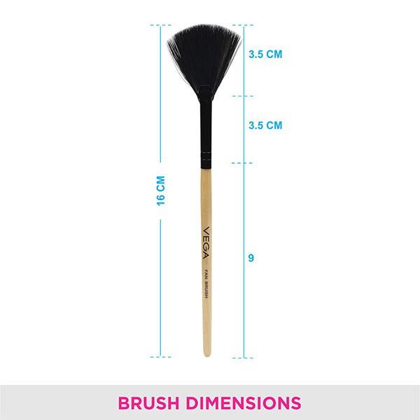 Vega Fan Makeup Brush, Wooden Color 2's - Face Brush
