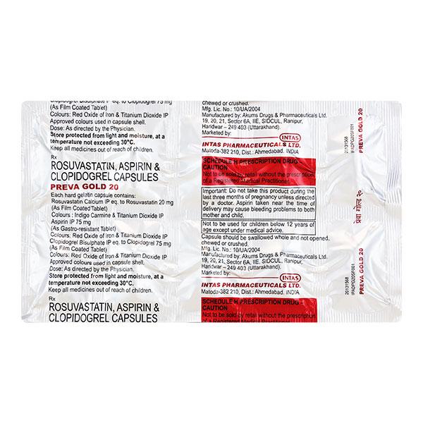 Preva Gold 20mg Capsule 10'S - Blood Clot-Ant