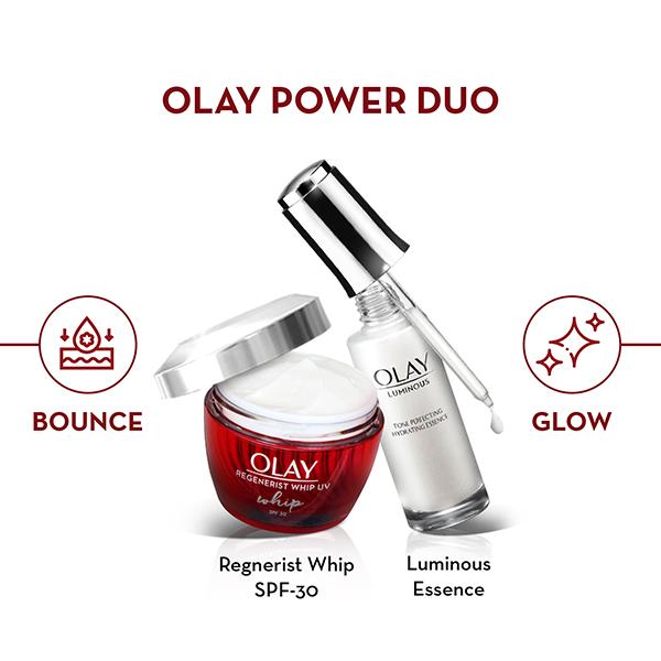 Olay Regenerist Whip UV 50ml and Luminous tone perfecting Hydrating Essence 30ml 2's - Face Moisturizers