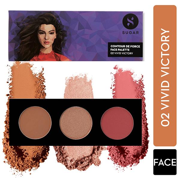SUGAR Cosmetics Contour De Force Face Palette 02 Vivid Victory 12 gm - Face Palettes