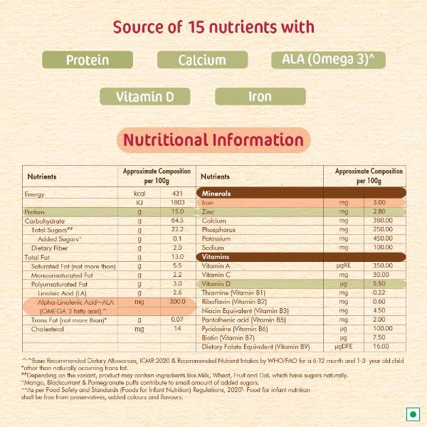 Nestle CERELAC 5 Grains & Fruits Baby Food Cereal No Refined Sugar & No Preservatives (18 to 24 Months Baby) 300 g - Baby And Infant Supplements