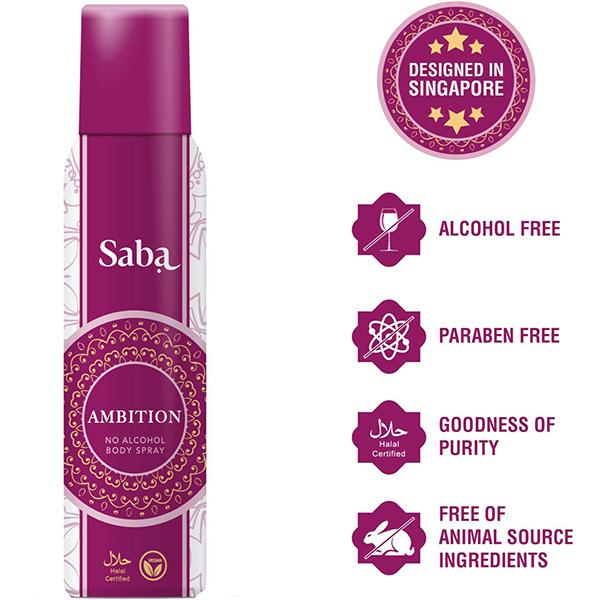 Saba Ambition No Alcohol Deodorant Body Spray for Women 150 ml - Women Deodorants/Roll-Ons