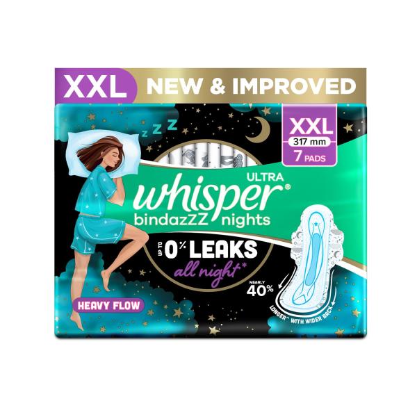 Netmeds | Whisper Ultra Bindazzz Nights Sanitary Pads (XXL) 7s