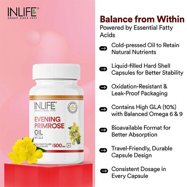 INLIFE Evening Primrose Oil 500 mg Capsules 60's - Women Health