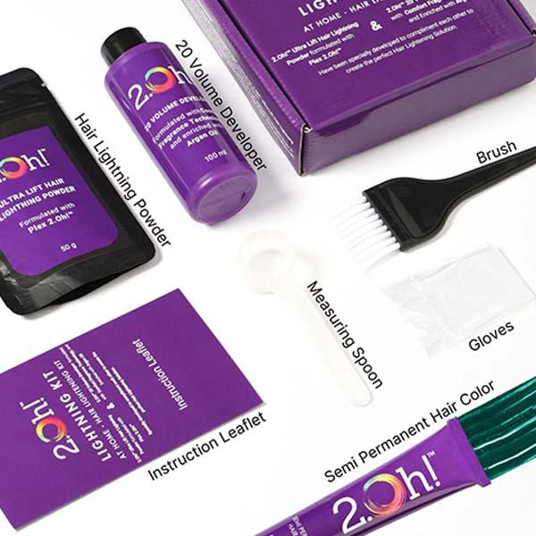 2.Oh! Semi Permanent Hair Color + Lightning Kit - Emerald Green Combo 1's - Hair Creams