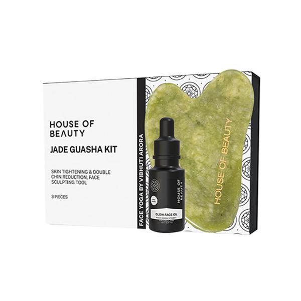 Netmeds | House of Beauty Jade Guasha Kit For Double Chin, Jawline, Cheek Bones & Nose Contouring (3 Pcs) 1's