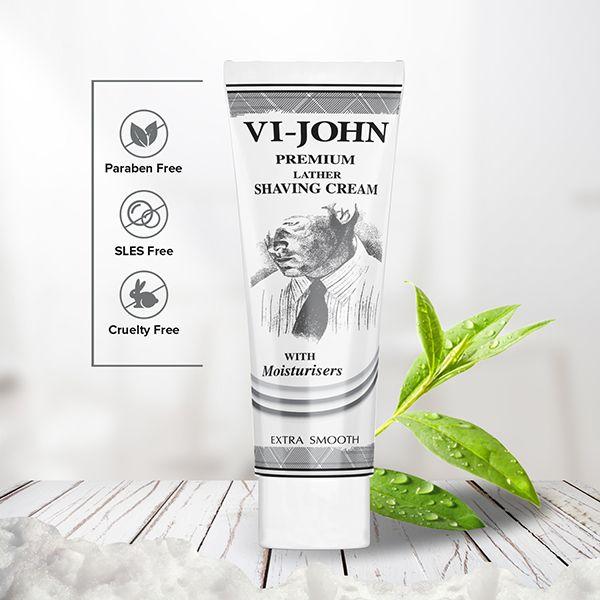 VI-John Premium Lather Shaving Cream with Moisturizers for Extra Smooth Shave 91 gm - Shaving Creams