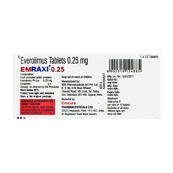 EMRAXI 0.25 Tablet 10's - Immune Suppression