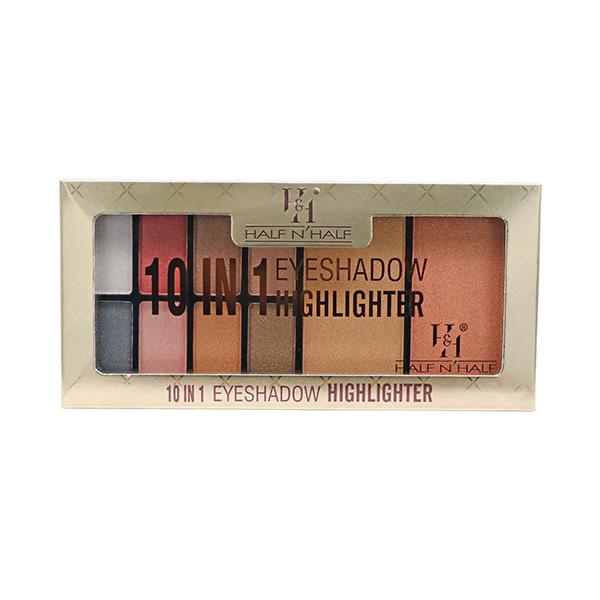 Half N Half 10 in 1 Eyeshadow & Highlighter MK-18 - 03 23gm - Face Palettes