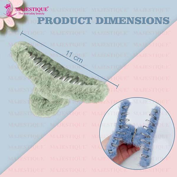 Majestique Soft Faux Fleece Fur Large Hair Clutcher Hair Claw Clips Hair Accessories Hair Clip - Multicolor 3's - Hair Clips/Bands