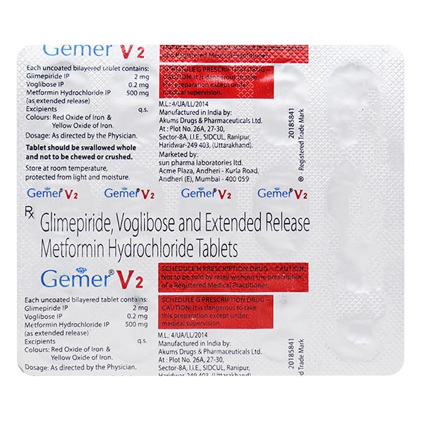 GEMER V 2 Tablet 15's - Diabetes-Ant