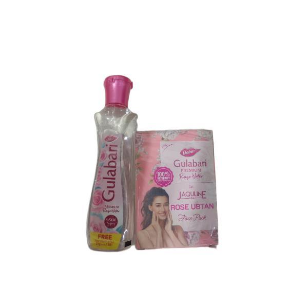 Netmeds | Dabur Gulabari Premium Rose Water 120 ml (Free JAQULINE Rose Ubtan Face Pack 25 gm)