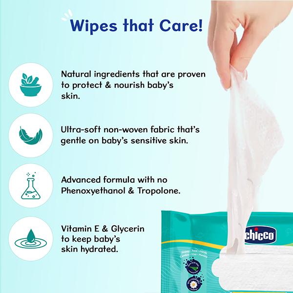 Chicco Wet Wipes 144 Pcs 1's - Cotton Buds & Balls