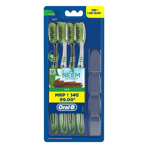 Netmeds | Oral B 123 Soft Toothbrush With Neem Extract 4's