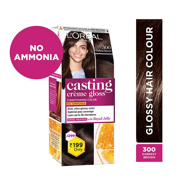 L'Oreal Paris Casting Creme Gloss Small Pack, 300 Darkest Brown 45 Gm - Crème