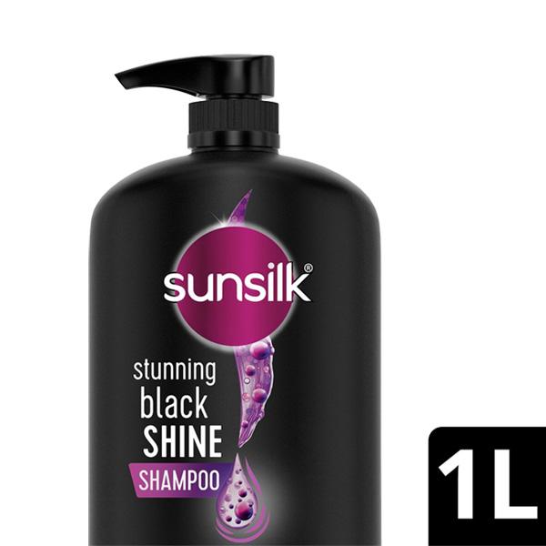 Sunsilk Stunning Black Shine Shampoo with A mla + Oil, Pearl Protein & Vitamin E 1000 ml - Shampoos