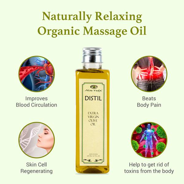 Aloe Veda Distil Extra Virgin Olive Oil 200 ml - Massage Oils