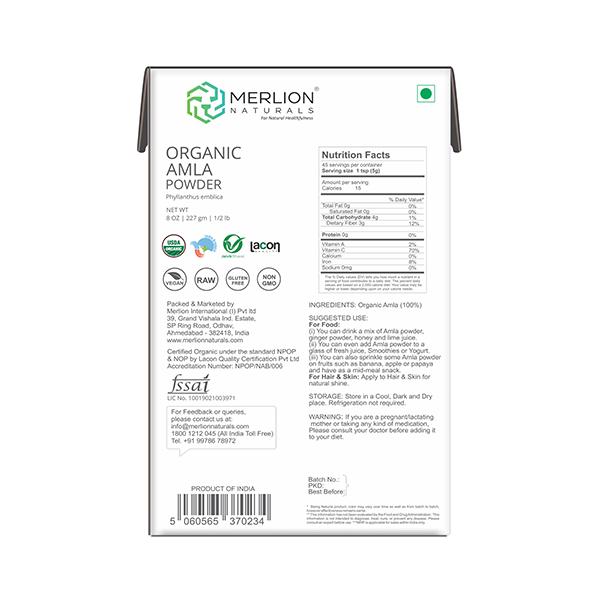Merlion Naturals Organic Amla Powder 227 gm - Face Packs