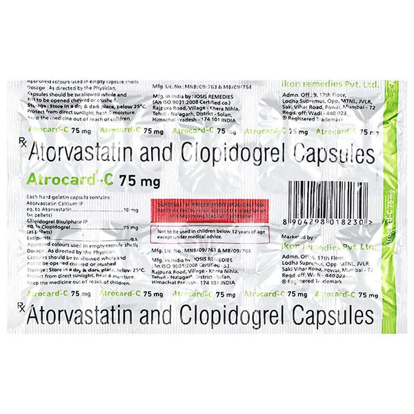ATROCARD C 75mg Capsule 10's - Blood Clot-Ant